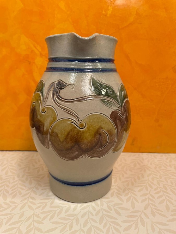 Vintage västtysk keramik kanna - tysk keramik vas / kanna - Handgjord 1L
