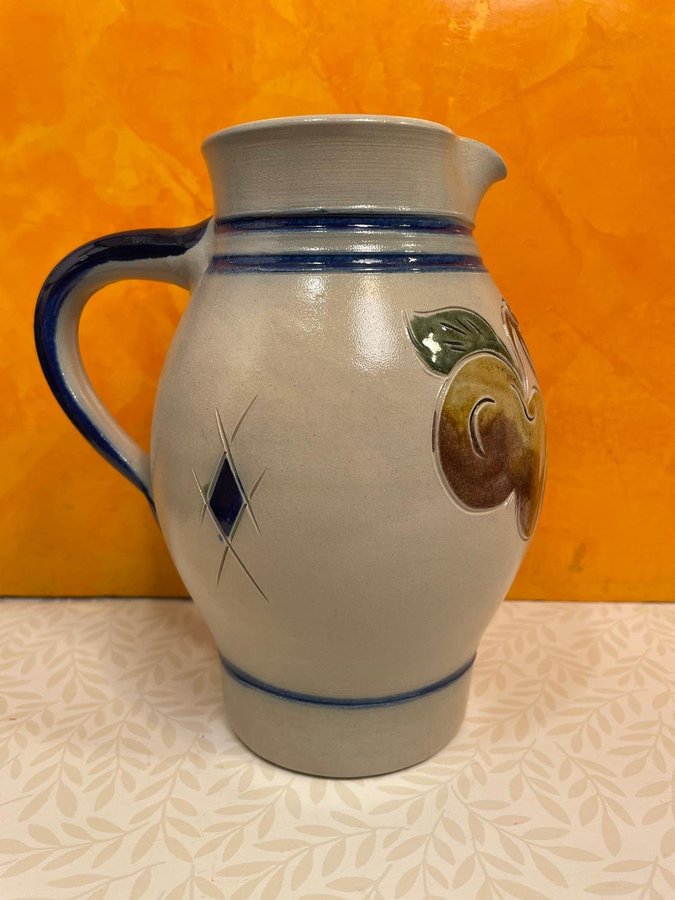 Vintage västtysk keramik kanna - tysk keramik vas / kanna - Handgjord 1L