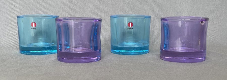 Iittala, 4 ljuslyktor Kivi. 2 etikett, märkta.