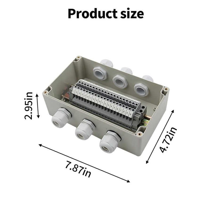 NY Vattentät kopplingsdosa IP66 | 20-polig UK2.5B klämma | 20 x 12 x 7,5 cm