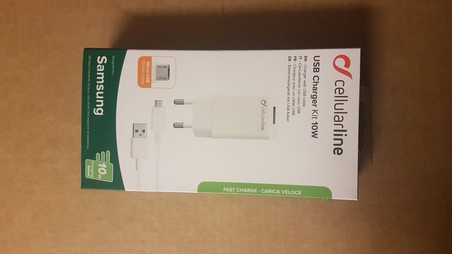 Cellularline Väggladdare 10W med microUSB-kabel Vit