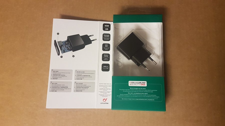 Cellularline Väggladdare 1xUSB 2A Svart