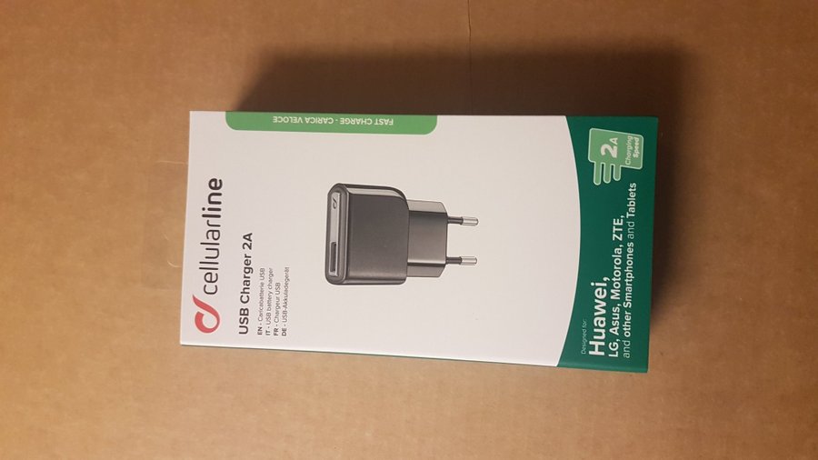 Cellularline Väggladdare 1xUSB 2A Svart