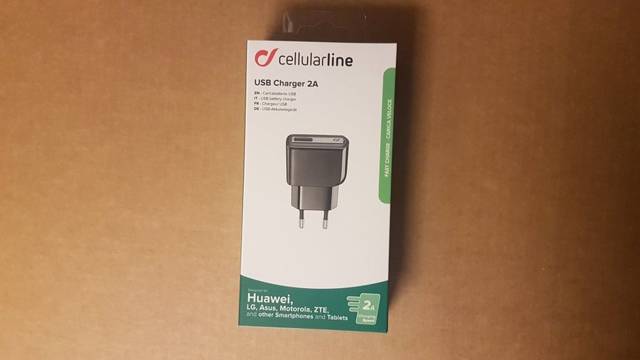 Cellularline Väggladdare 1xUSB 2A Svart