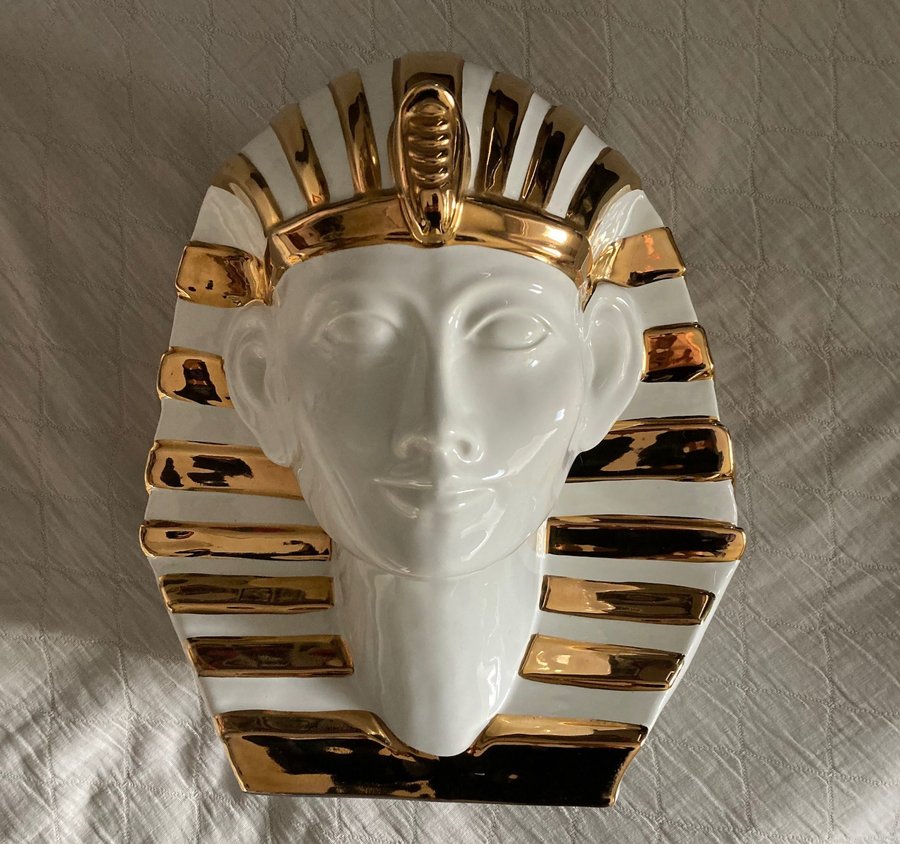 Egypten Huvud Byst / Porslin / Tutankhamun / King Tut / Egyptisk Farao / Vintage