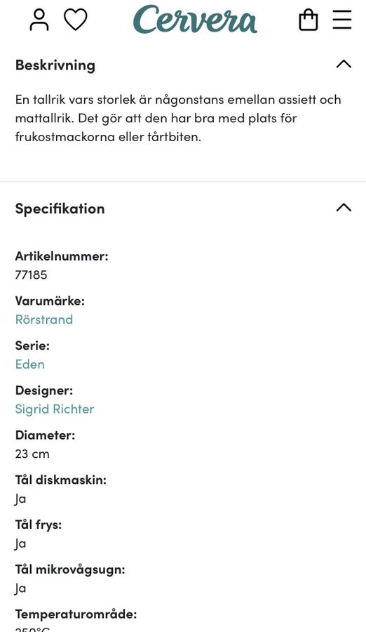 Rörstrand Eden Tallrikar 8 stycken