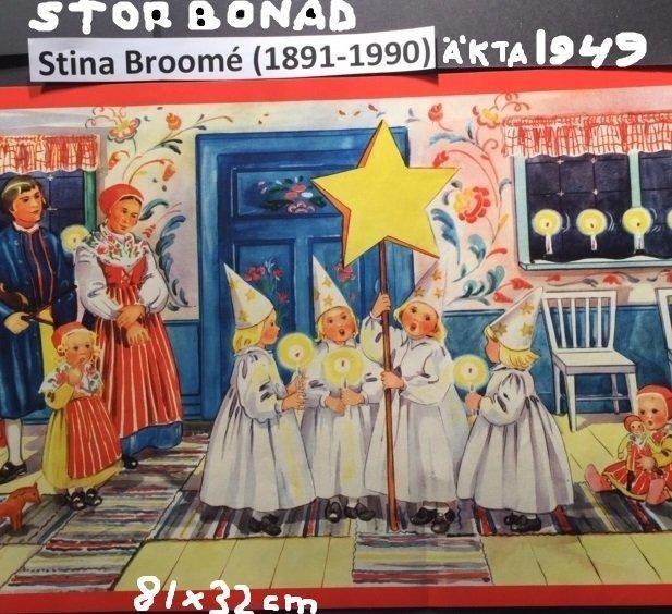 STINA BROOMÉ: Stjärngossar EO4959 Äkta år 1949 Pappersbonad81x32cm