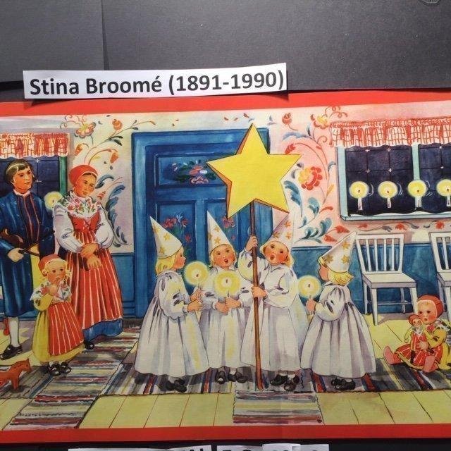 STINA BROOMÉ: Stjärngossar EO4959 Äkta år 1949 Pappersbonad81x32cm