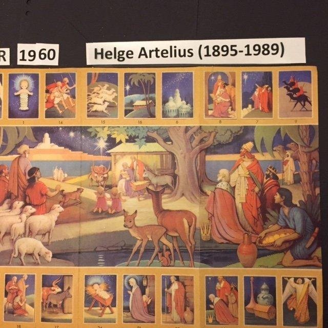 HELGE ARTELIUS: JÄTTE-ADVENTSKALENDER för genomlysningEO60000=år 1960 60x35cm