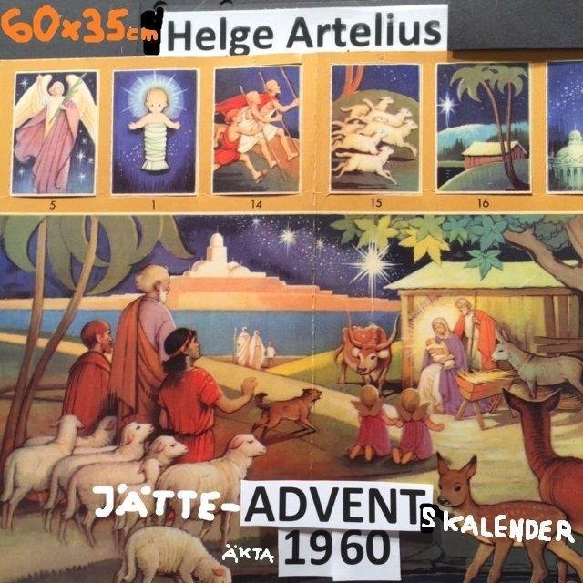 HELGE ARTELIUS: JÄTTE-ADVENTSKALENDER för genomlysningEO60000=år 1960 60x35cm