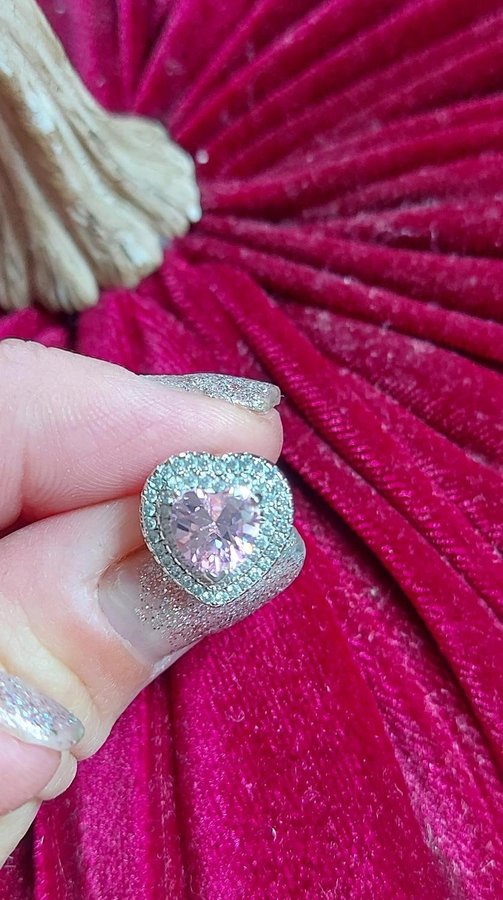 Rosa Cubic Zirkon sterling silver 925 örhängen hjärtan örhängen