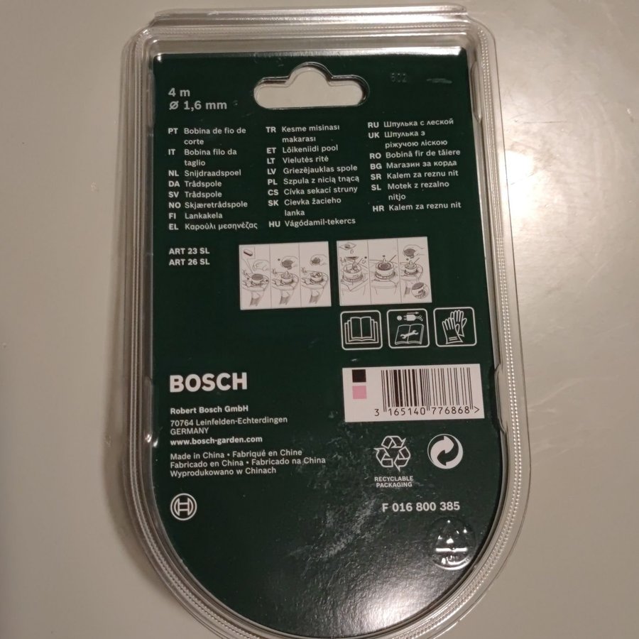 Trådkassett BOSCH | Spole Bosch Power Tools 4M 1,6MM för Easygrasscut | Nytt