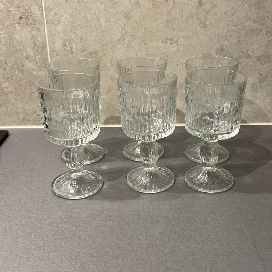 6st Glas - Ravenhead Seista Vitvinsglas Vinglas - Retro