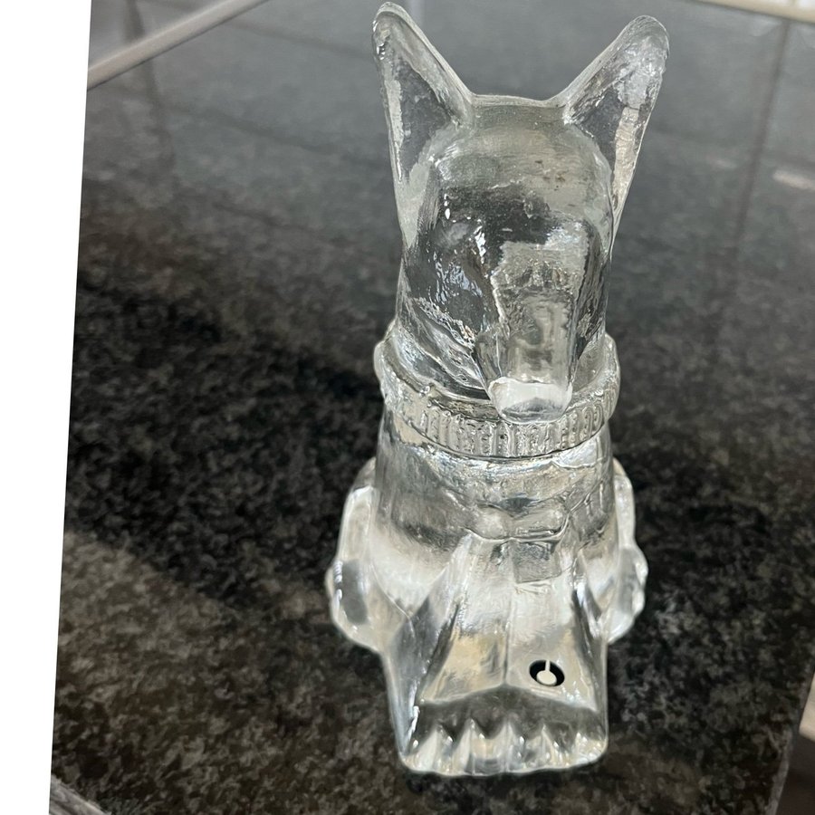 Pukeberg Glasbruk Glasfigur Hund Tung Skulptur Glasdjur Etikett H 165 cm Fin