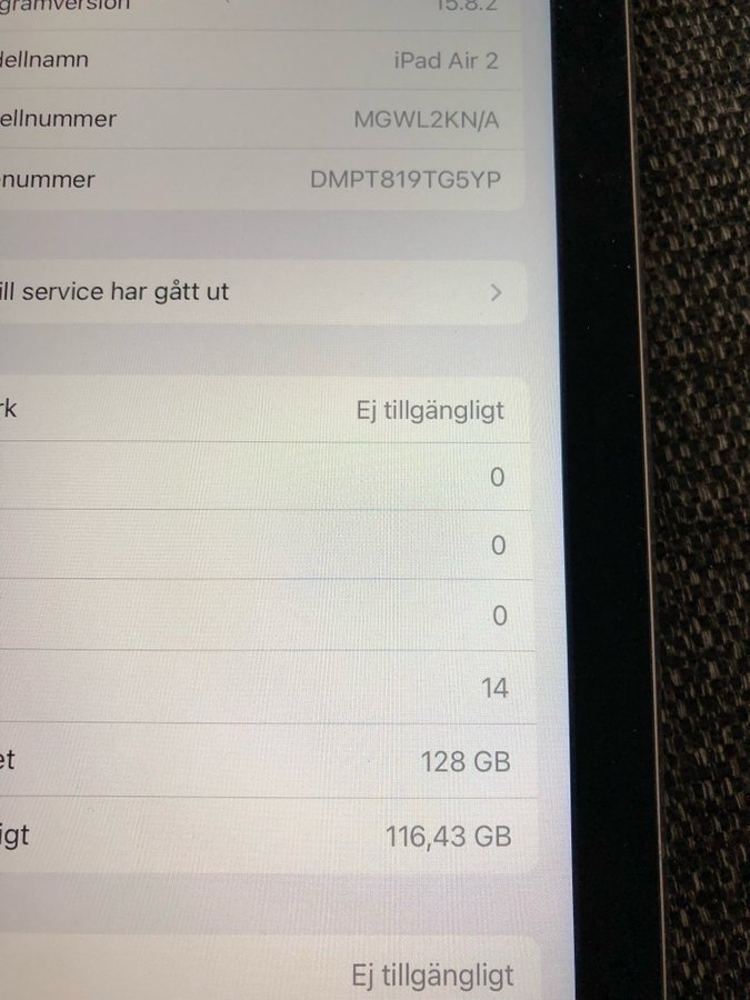 Apple iPad Air2 WiFi + 4G 128GB.Ny skärm,batteri och hemknapp