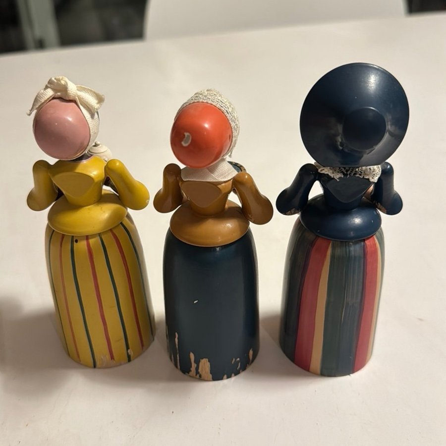 3 st handmålade träfigurer Seiffener hantwerk Klaus Hubsch