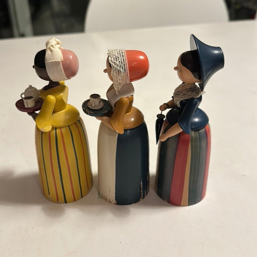 3 st handmålade träfigurer Seiffener hantwerk Klaus Hubsch