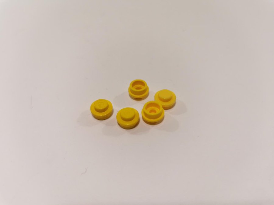 Lego - rund - plate - 1x1 - part 4073 - 5st - gul