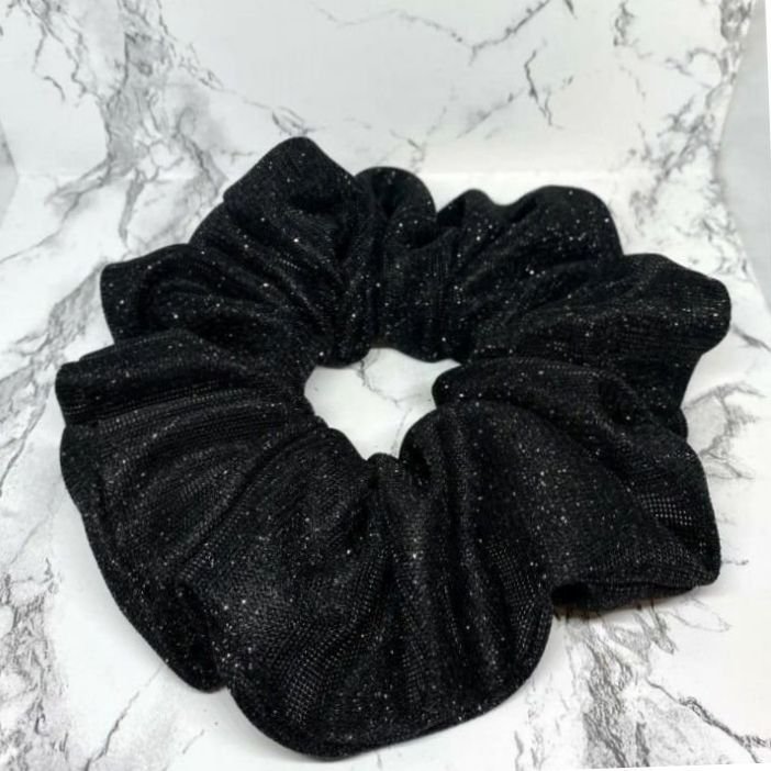 Svart XXL överdimensionerad glitter Scrunchie hårsnodd Enchanted Scrunch HELT NY