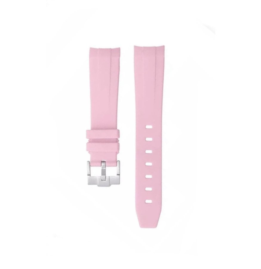 Klockband Gummi Curved 20mm - Rosa