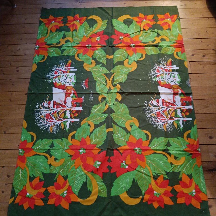 Retro vintage julduk textil med julmotiv