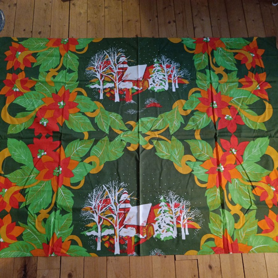 Retro vintage julduk textil med julmotiv