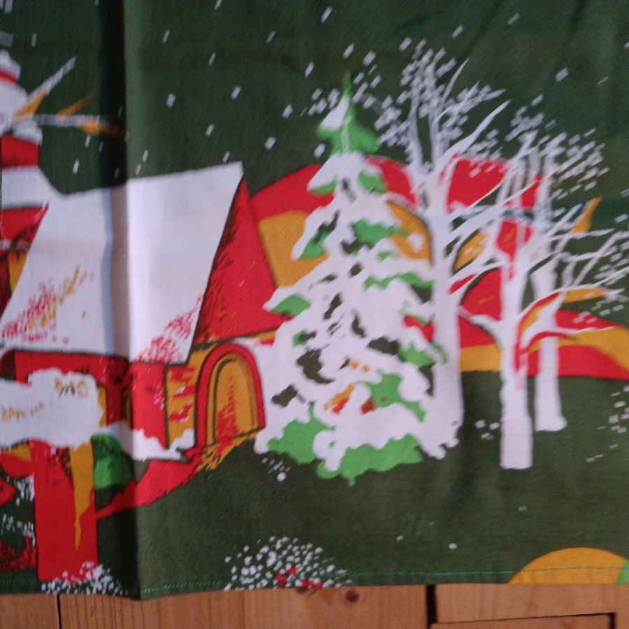 Retro vintage julduk textil med julmotiv