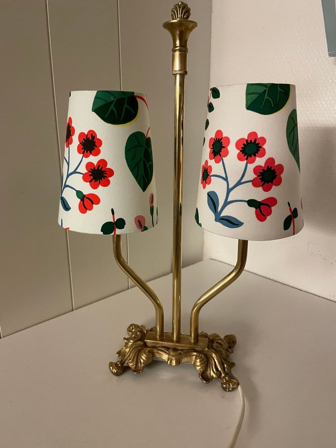 Retro dubbel lampa skärmar Mille Fleurs Josef Frank Svenskt Tenb