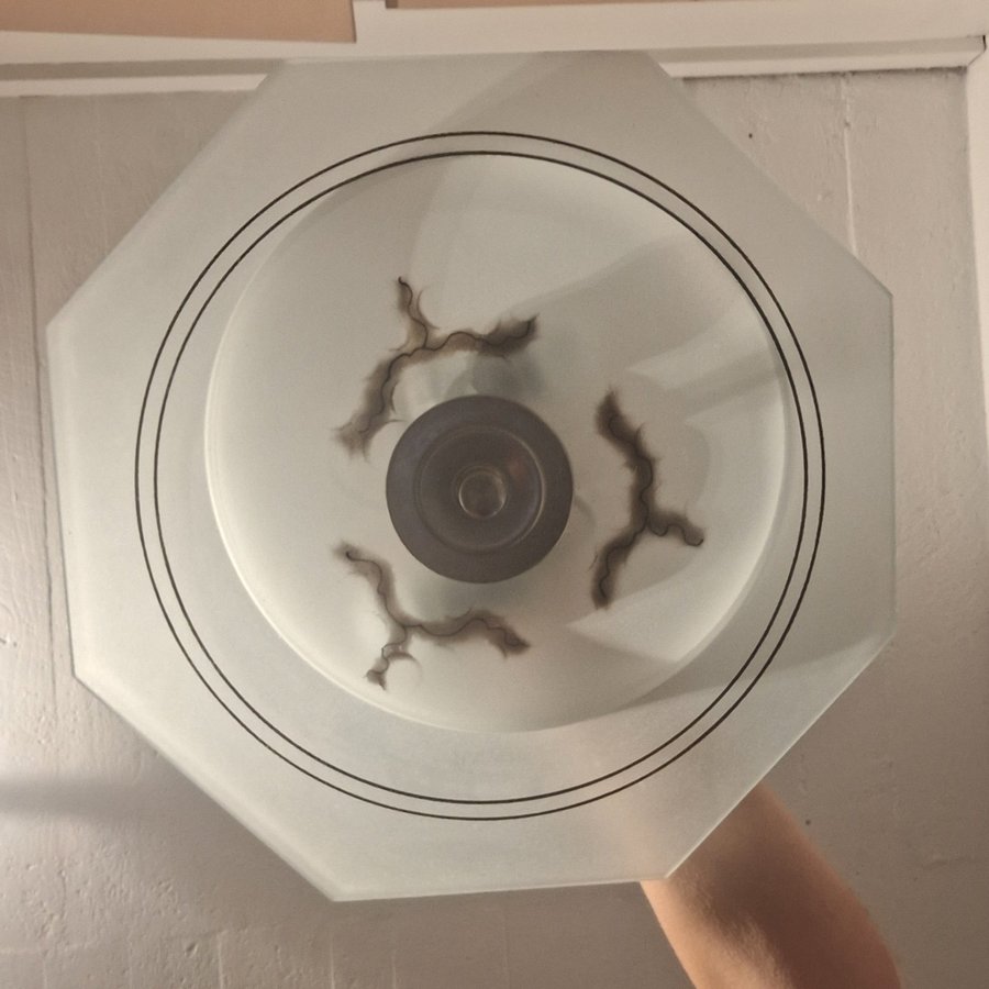 Fåglavik Taklampa Plafond Äldre Glas 40-tal oktagon