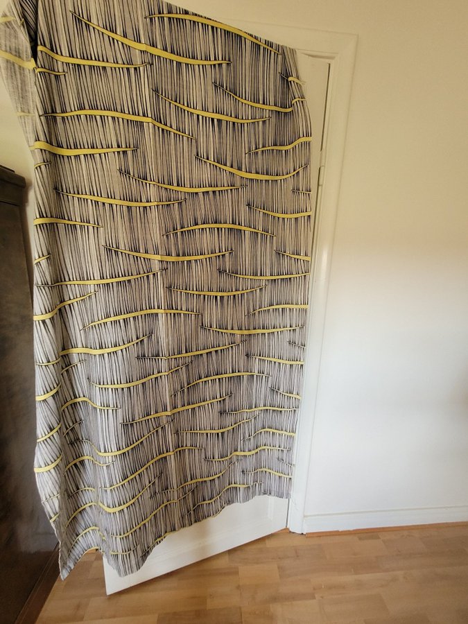 Häftigt retro vintage textil duk gardinläng 50/tal bomull 113×215cm