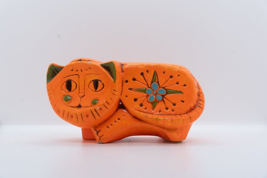 Retro orange katt inredning design ovanlig kitsch kult kuriosa dekorativ 60-tal