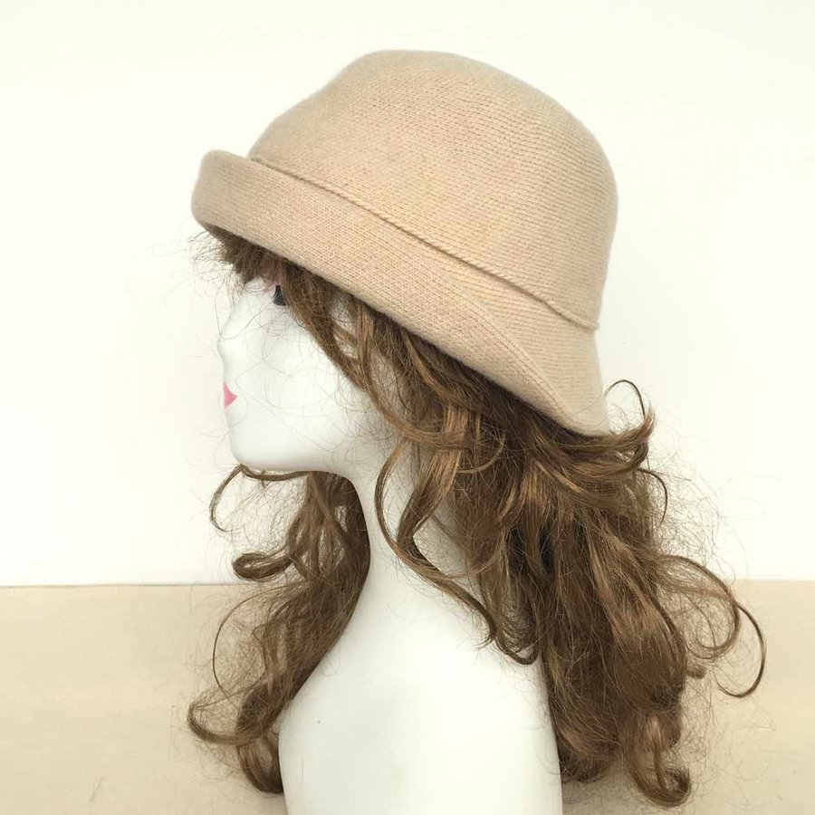 Winter Hat, Women Wool Blend Bucket Hat, Cloche Hat, Beige Cap, Fisherman hat