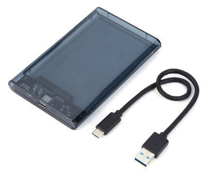 2 st Transparent HDD-fodral Caddy Box SSD SATA till USB 30 Type-C 31