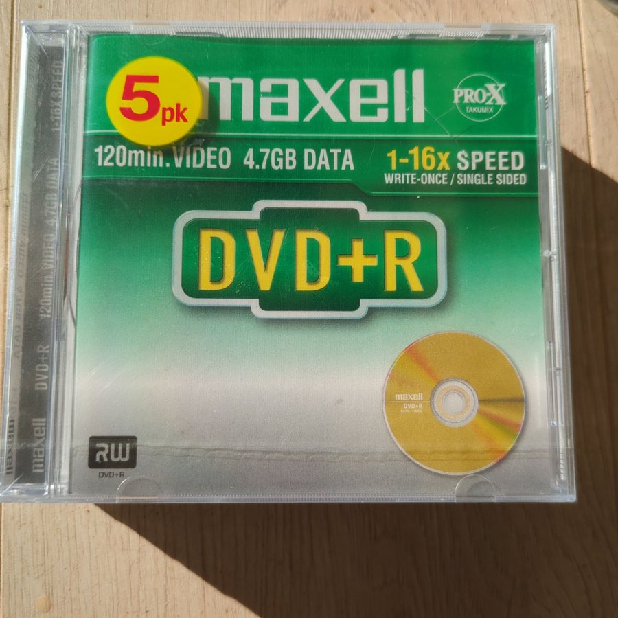 5-pack Maxell DVD+R 120 min 47GB 1-16x