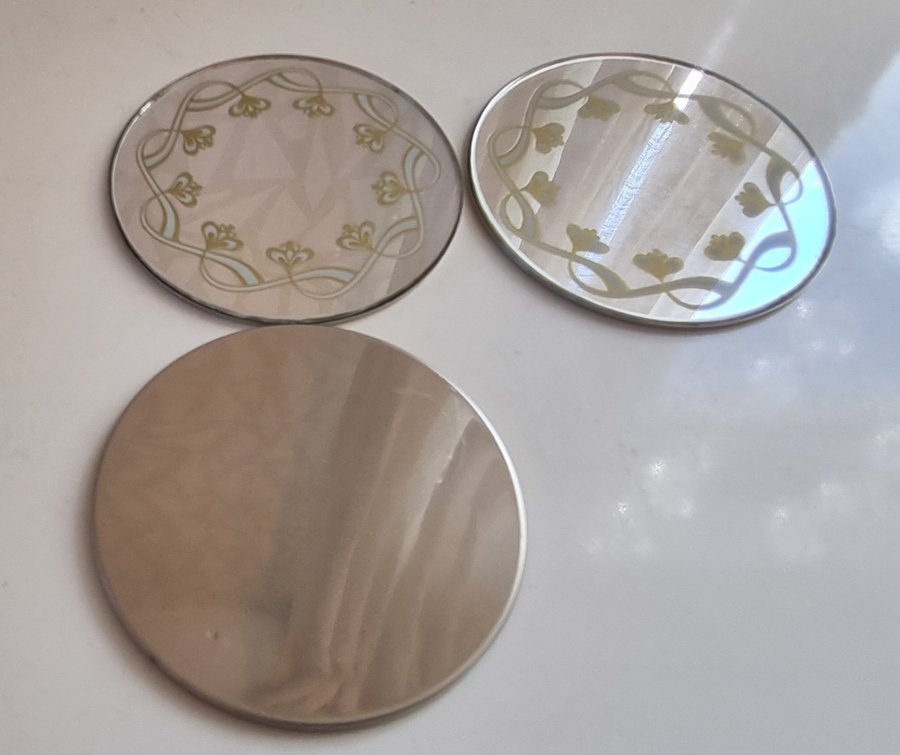 4 st Gense Mirror coasters från 70-talet av Monica Backström