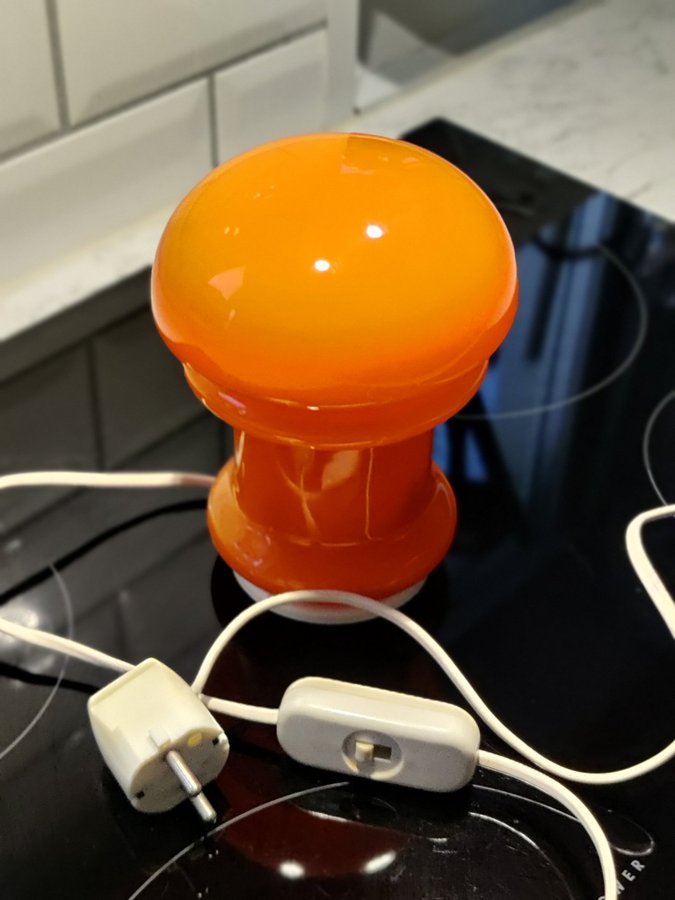 Orange bordslampa glas lampa rare retro vintage 70 - tal