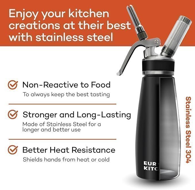 Helt ny EurKitchen Rostfritt stål vispad gräddkanna Stainless steel dispenser