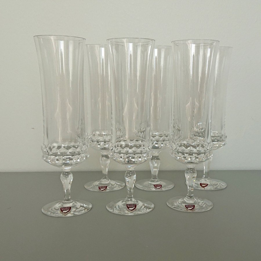 6 x Silvia Champagneglas Orrefors helkristall