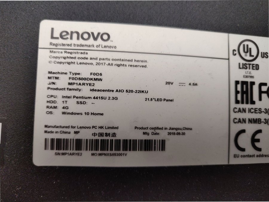 Lenovo All-in-One Dator 49x32