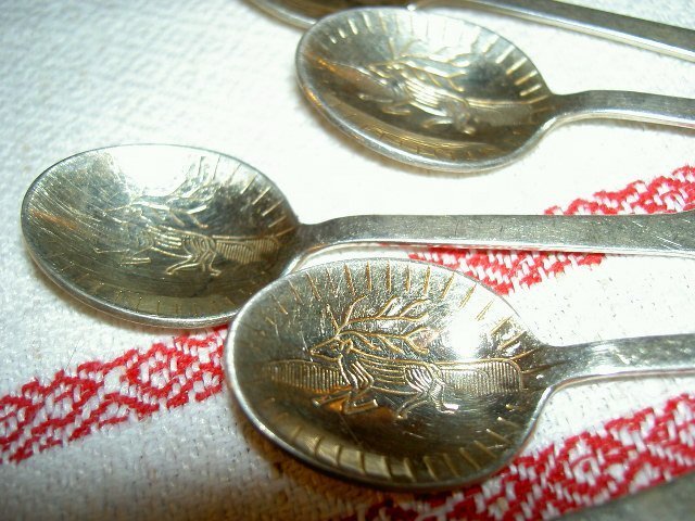 6 st. Kaffeskedar Nysilver SAMISKT Motiv