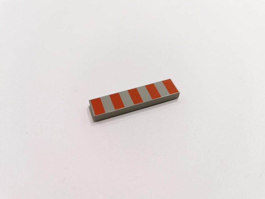 Lego - tryck - tile - 1x4 - ränder - 2431p79 - ljusgrå (old light gray)