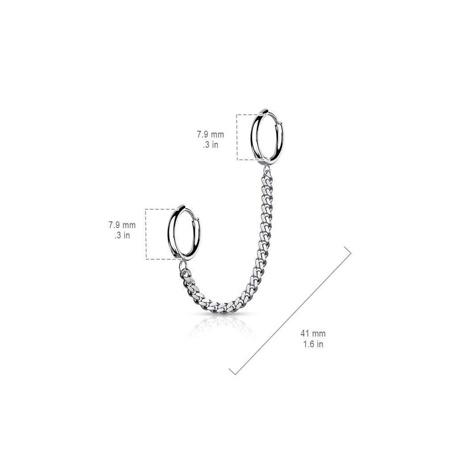 REA___REA___Tragus kedja med Hoops örhängen i Svart IP-316L stål