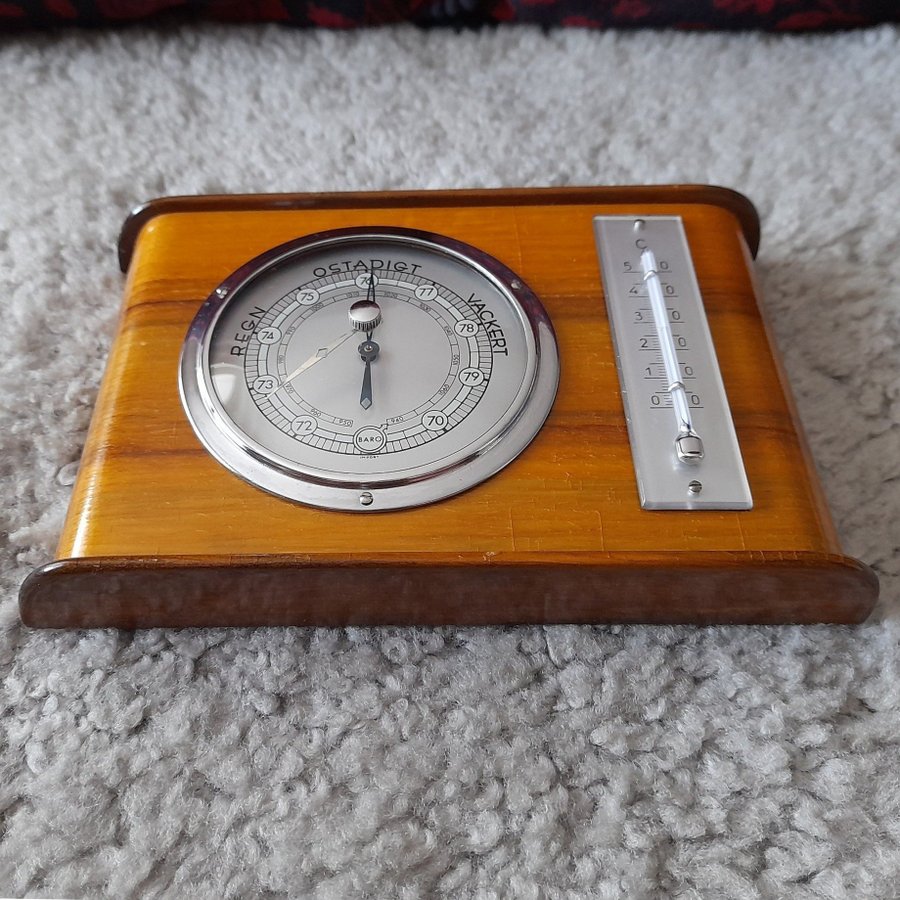 Vintage Import barometer med termometer