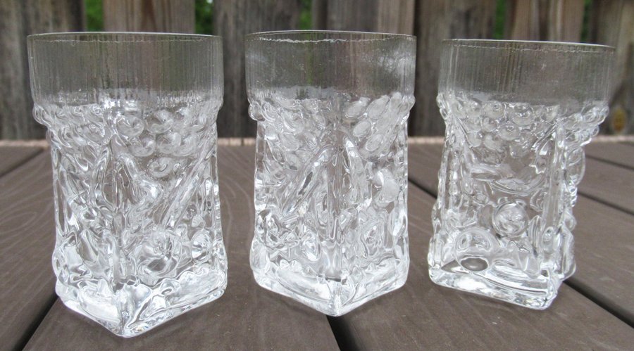 3 ST MINDRE GLAS SNAPSGLAS JOSEF SCHOTT SMÅLANDSHYTTAN 60-70 TAL RETRO VINTAGE