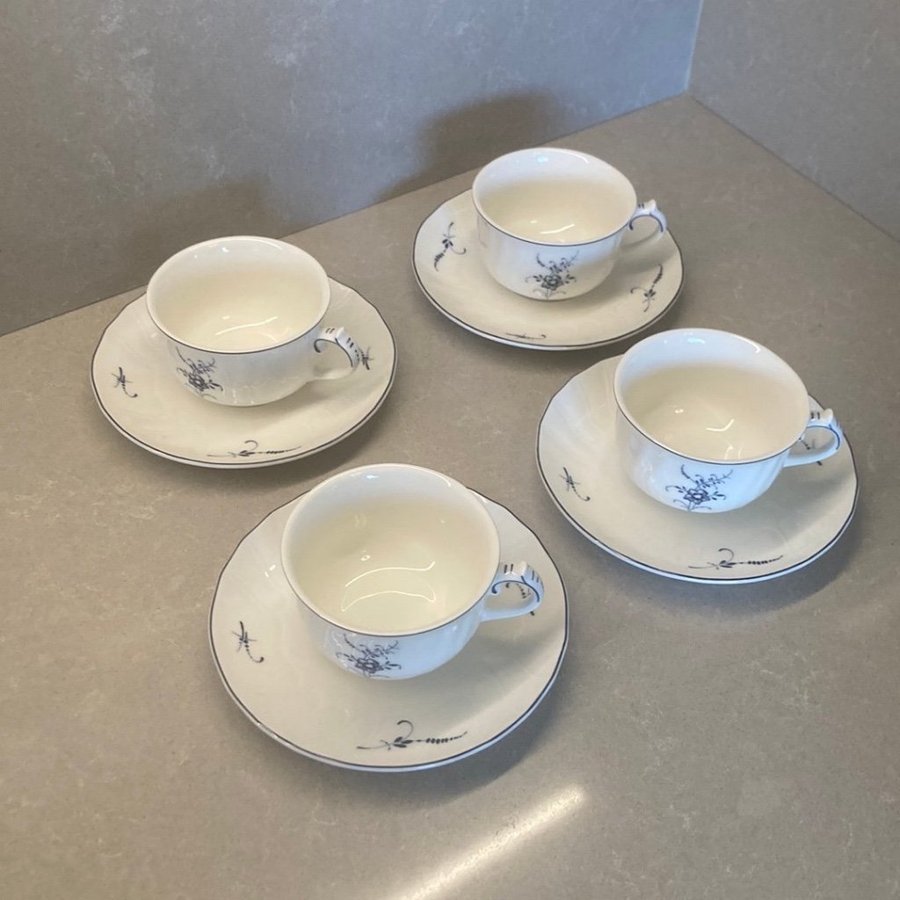 4 KAFFEKOPPAR / tekoppar MED FAT VIEUX LUXENBOURG FRÅN VILLEROY BOCH .