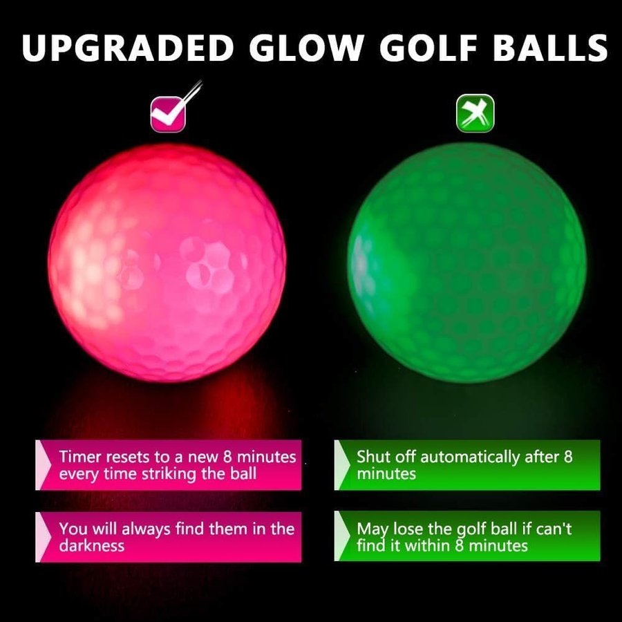 6st NYA LED-golfbollar för nattgolfen! | 8-10 min | 6 färger | Ordpris 329kr