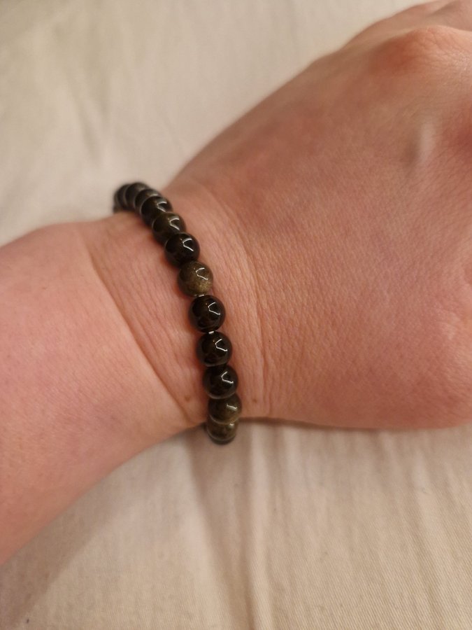 Guld Obsidian beads armband