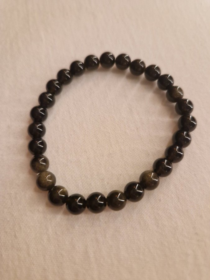 Guld Obsidian beads armband