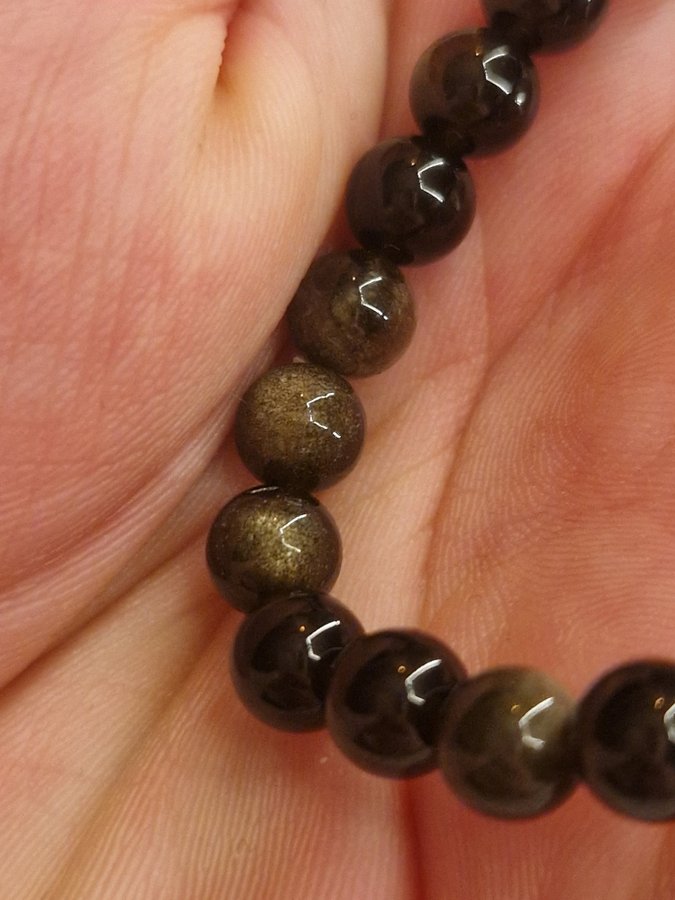 Guld Obsidian beads armband