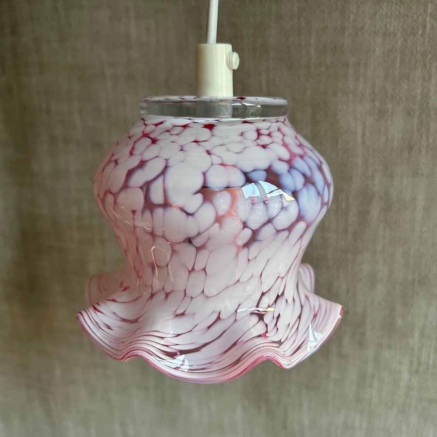 Fönsterlampa Mönstrat Swirl Glas Rosa Vit Swirl Konstglas Lampa Retro